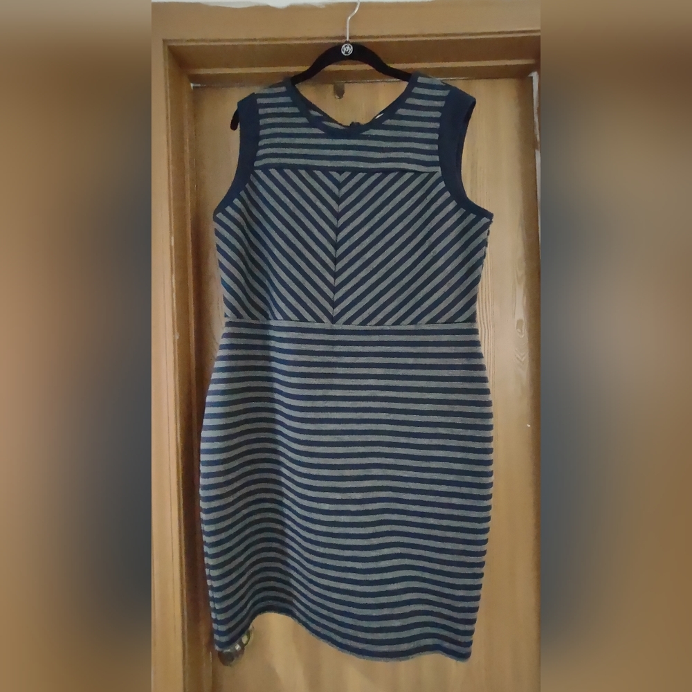 Merona Navy and Grey Striped Sleeveless Dress